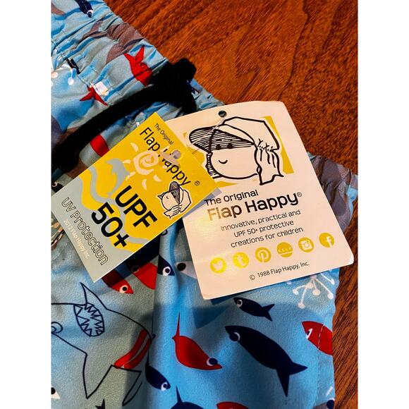 Flap Happy Baby Boys Swim Trunks Shark Print UPF 50+ Size 24M NWT 1987 80s VTG - Picture 5 of 7